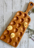 Deviled Egg Serving Tray with handle - Handcrafted Wood Serving Tray - Unique Egg Platter with handle - Entertaining Made Easy