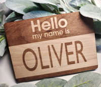 Hello My Name is wood tag, Birth Announcement, Baby photo prop, Baby name, Baby gift