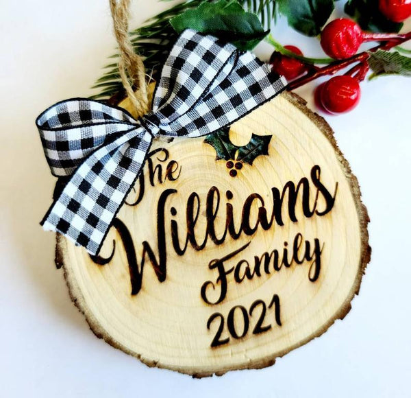 Personalized Family - Wood Slice Christmas Ornament