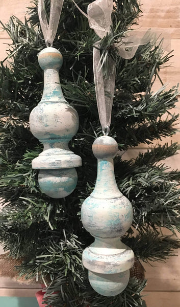 4 pc. Wood Finial Christmas Tree Ornaments - Marigold Design Co