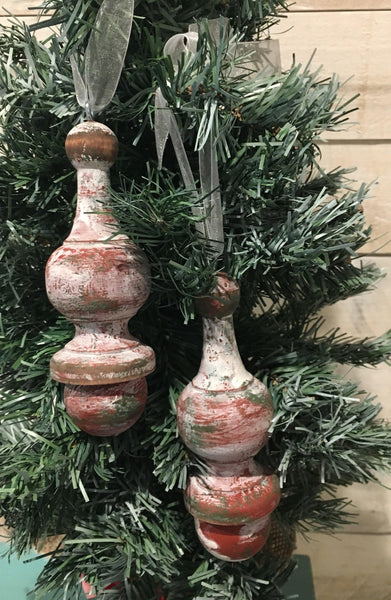 4 pc. Wood Finial Christmas Tree Ornaments - Marigold Design Co