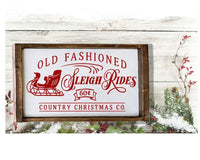 Christmas - Rustic "Old Fashioned Sleigh Rides" wall sign - Marigold Design Co